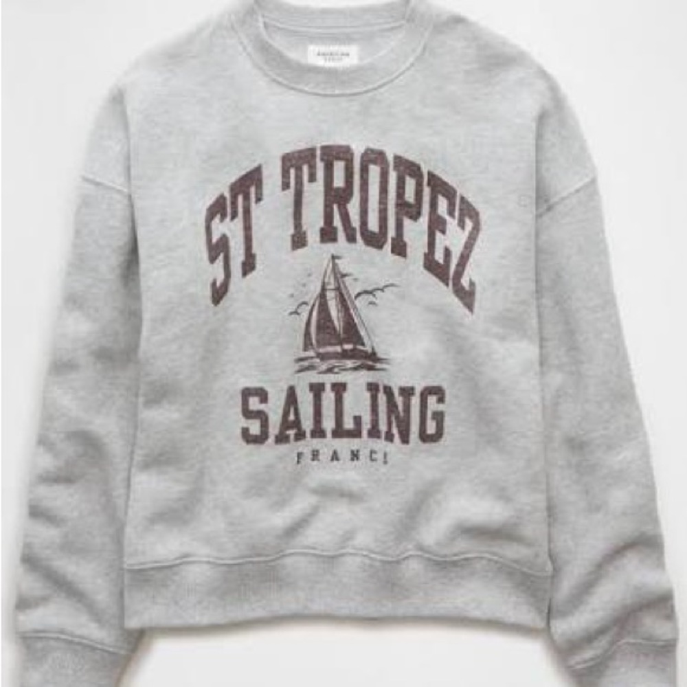 American Eagle Outfitters Grey Graphic Crewneck Sweatshirt